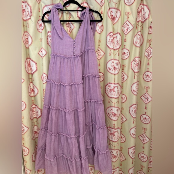 English Factory Tiered Mido Dress in Lilac Size Large - Picture 4 of 8